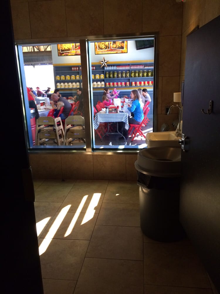 Men S Bathroom With Two Way Mirror Fun Yelp Photo Of Mighty Fine Burgers Fries Shakes Round Rock Tx United States