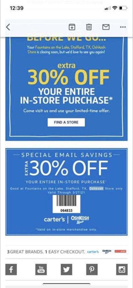 OshKosh B'gosh gift card