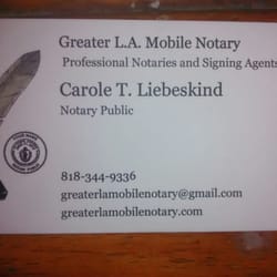 Greater La Mobile Notary Notaries Tarzana Ca Phone Photo Of Greater La Mobile Notary Tarzana Ca United States Business Card