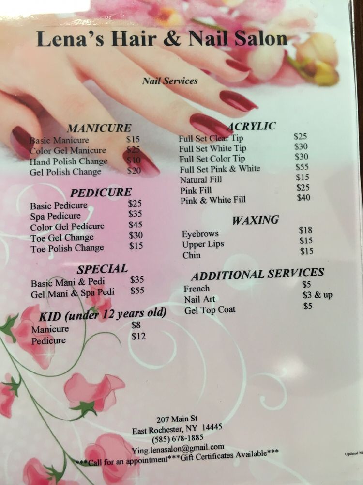 Lena’s Hair & Nail Salon Nail Salons 207 Main St, East Rochester