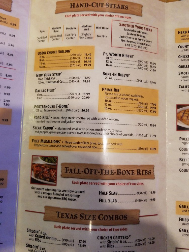 Online Menu Of Texas Roadhouse Restaurant Las Cruces New Mexico