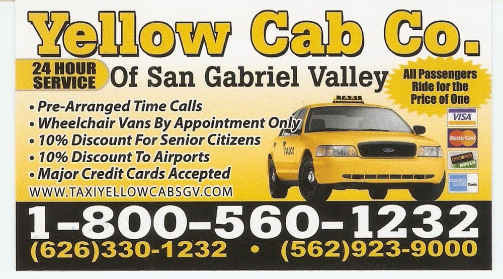 Yellow Cab of San Gabriel Valley Taxis 161 E Arrow Hwy, Glendora