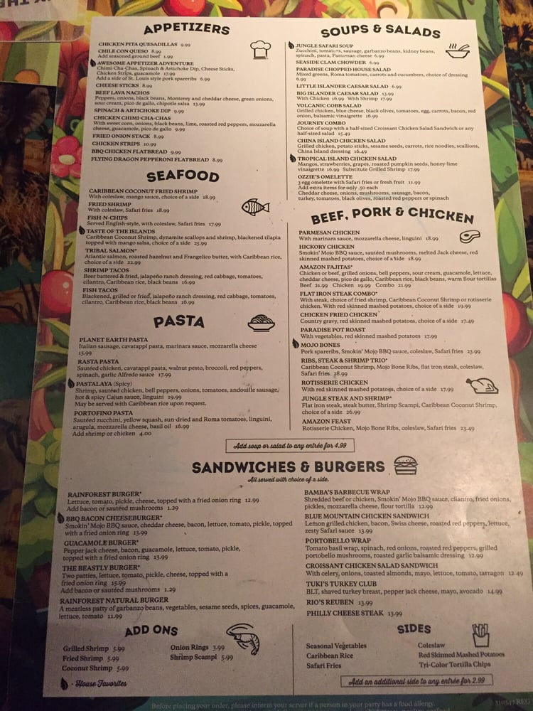Rainforest Cafe Menu San Antonio Rainforest Cafe Menu San Antonio