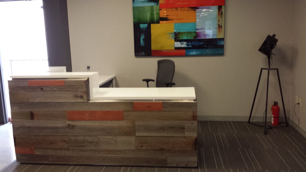 Reception Desk W Reclaimed Wood Yelp Photo Of Sf Custom Cabinets San Francisco Ca United States Reception Desk