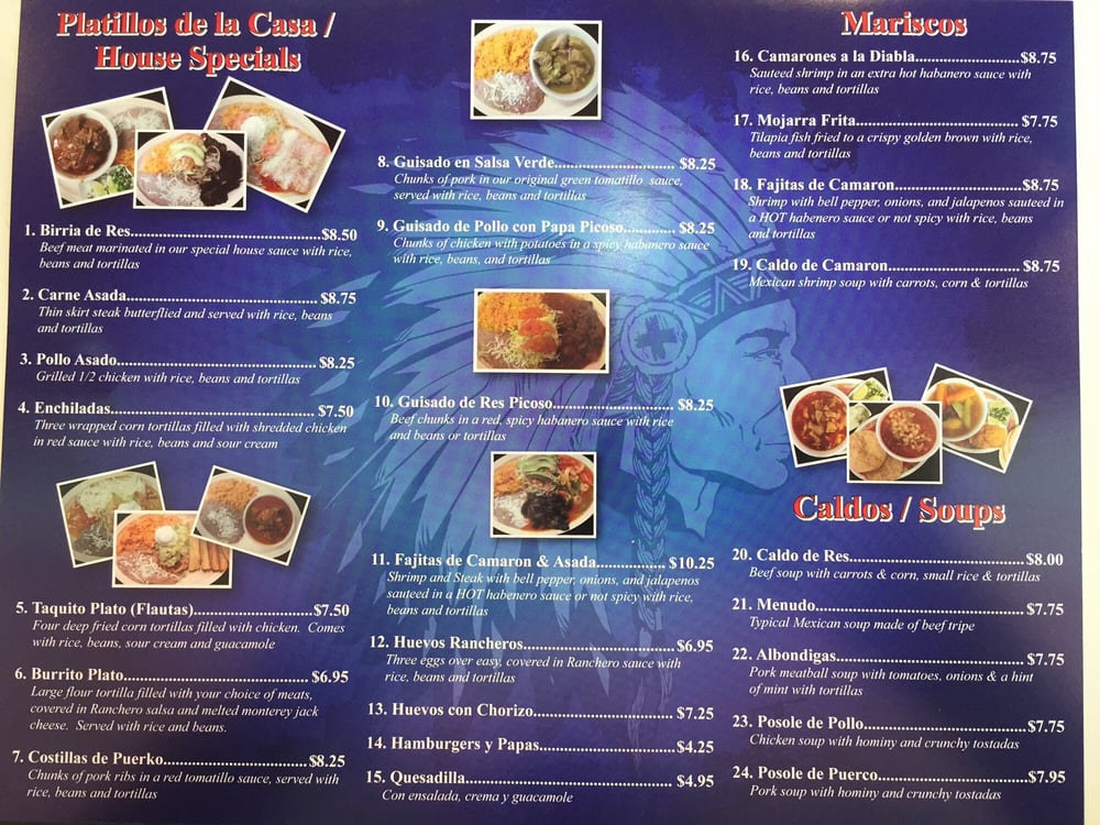 Online Menu Of El Indio Restaurant Norcross Georgia 30071 Zmenu