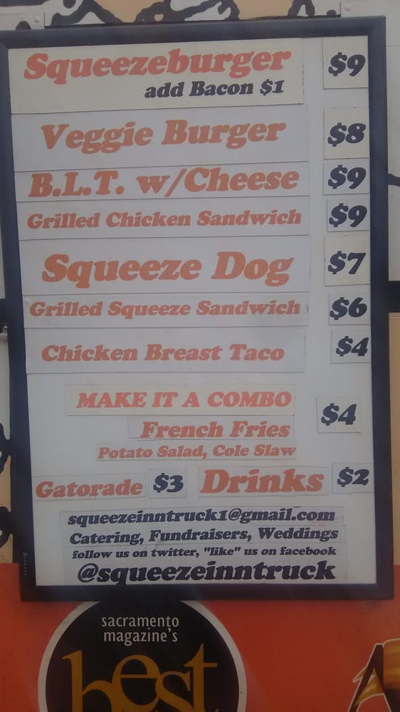 Squeeze Inn Food Truck Menu Squeeze Inn Food Truck Menu
