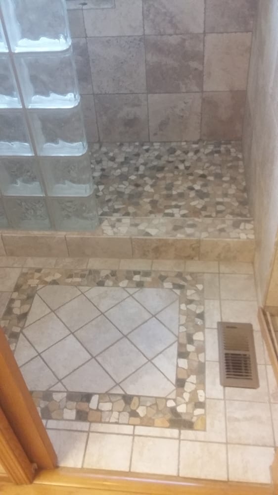 New Walk In Tile Shower With Actual Fossil Fish Embedded Into Photo Of Hockemier S Homes And Construction Ukiah Ca United States New Walk