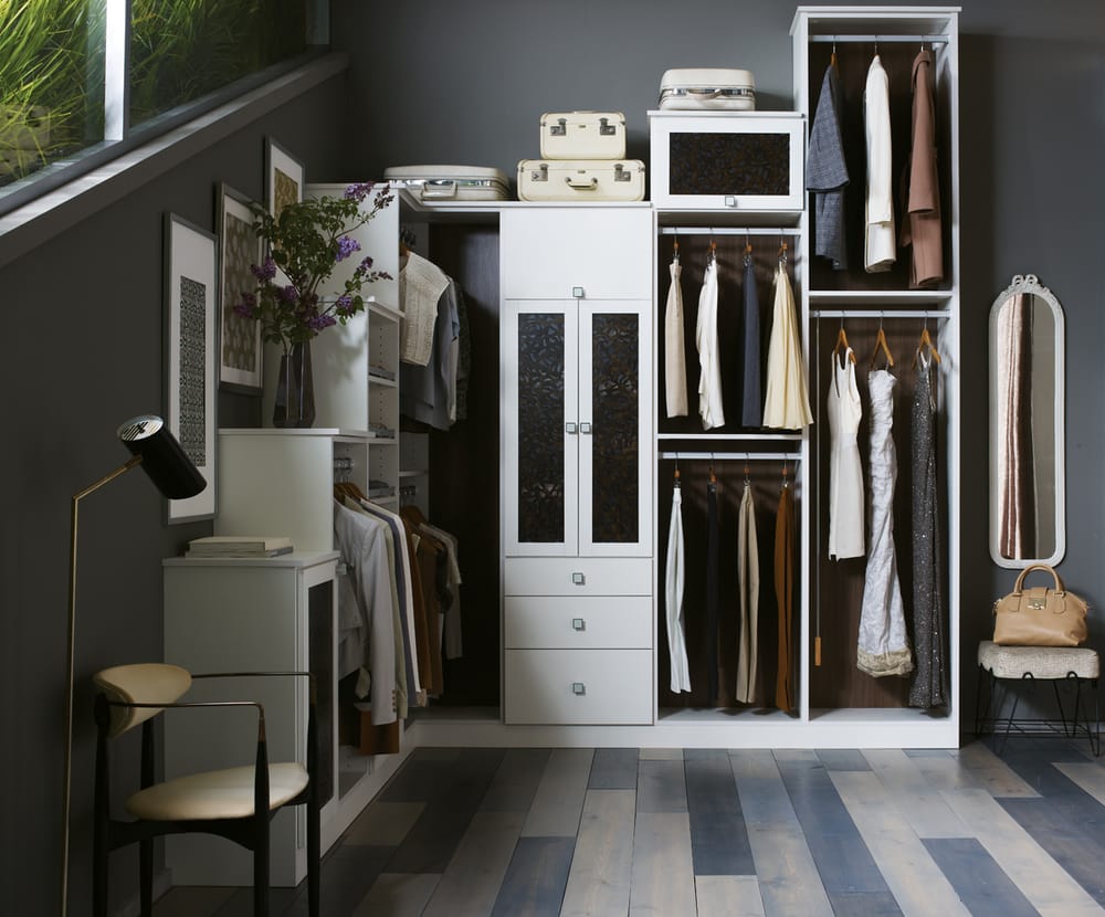 Angled Closet System In Bellissima White Lago Finish With Dark Photo Of California Closets Walnut Creek Ca United States