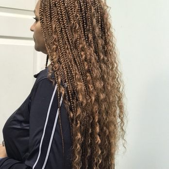 Box braids with curly hair , Yelp