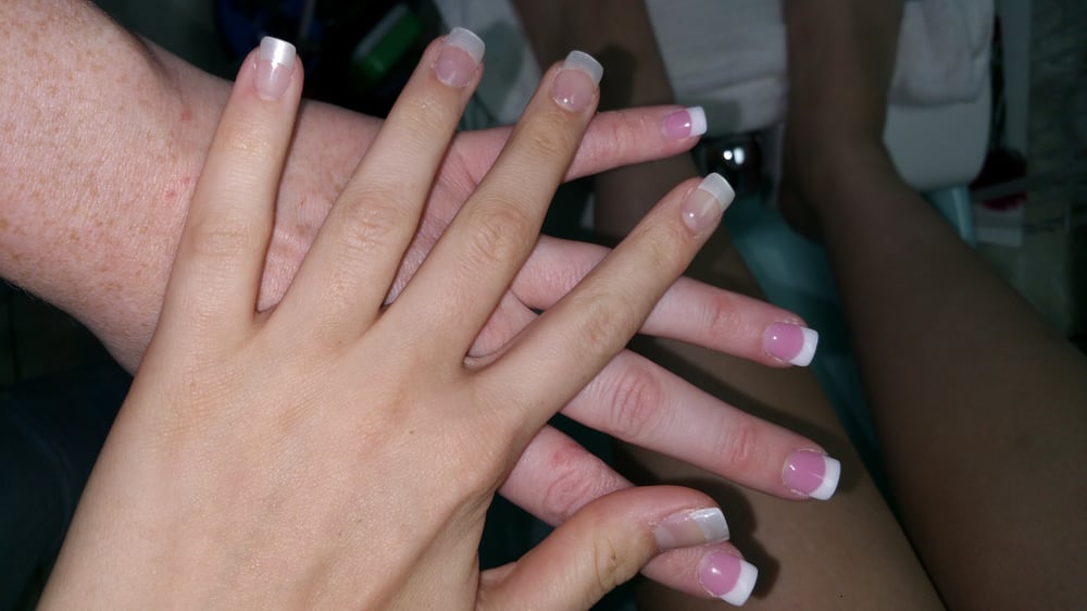 Pink And White Nails On Bottom Are Mine The American Tips Top Photo Of T Perfect Nails Waipahu Hi United States Pink And White