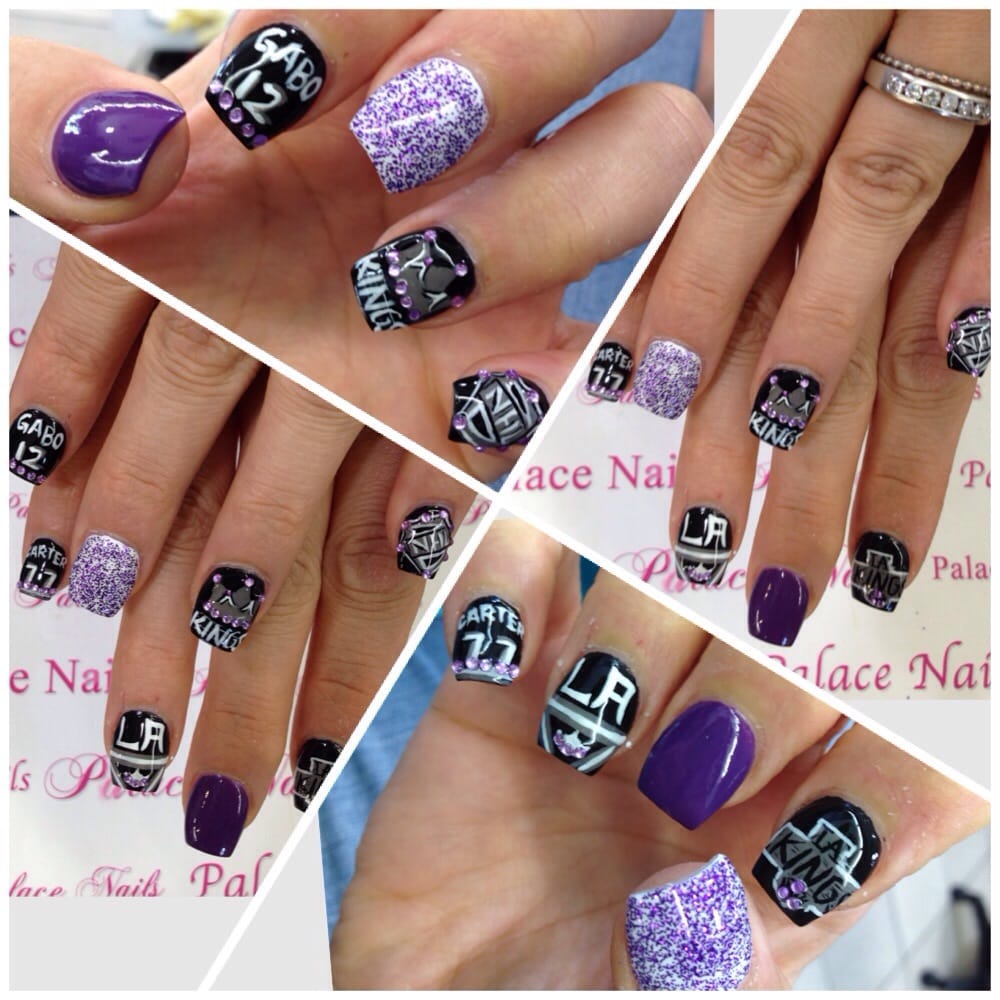 Linda Did My La Kings Themed Nails Came Out Perfect Love It Yelp Photo Of Palace Nails North Hills Ca United States Linda Did My