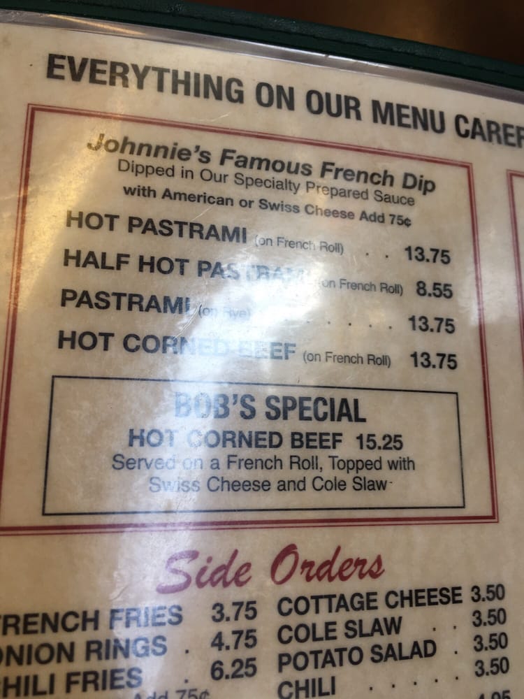 Johnnie S Pastrami Restaurant Menu Johnnie S Pastrami Restaurant Menu