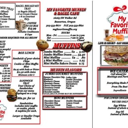 My Favorite Muffin And Bagel Cafe Menu My Favorite Muffin And Bagel Cafe Menu