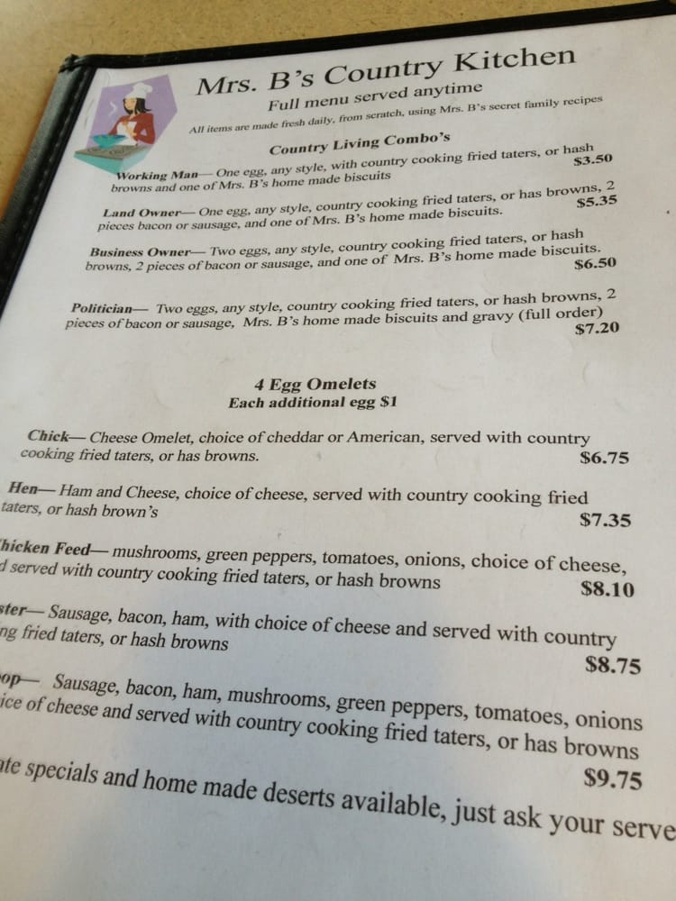 Mrs. B’s Country Kitchen CLOSED Breakfast & Brunch 403