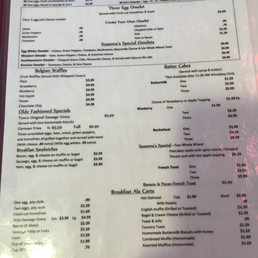 Susanna S Olde Fashioned Dining Menu Susanna S Olde Fashioned Dining Menu