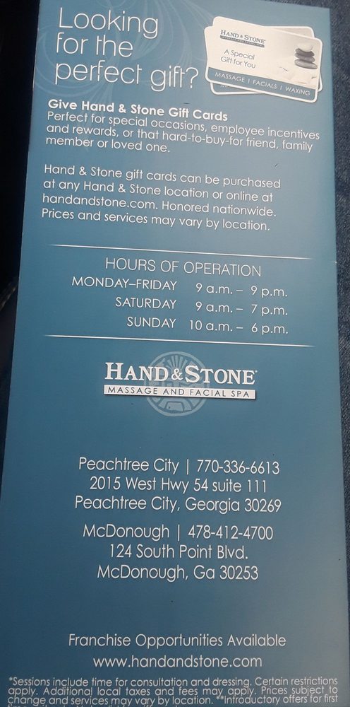 hand & stone massage and facial spa gift cards and gift certificates mcdonough, ga giftrocket hand & stone massage