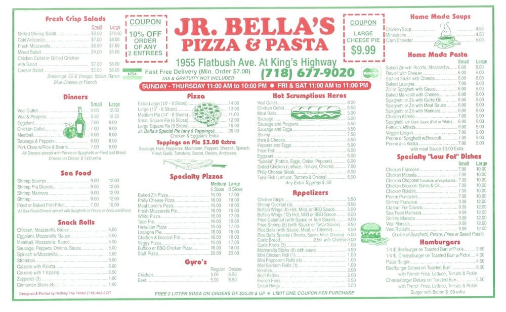 Bella pizza pasta coupon