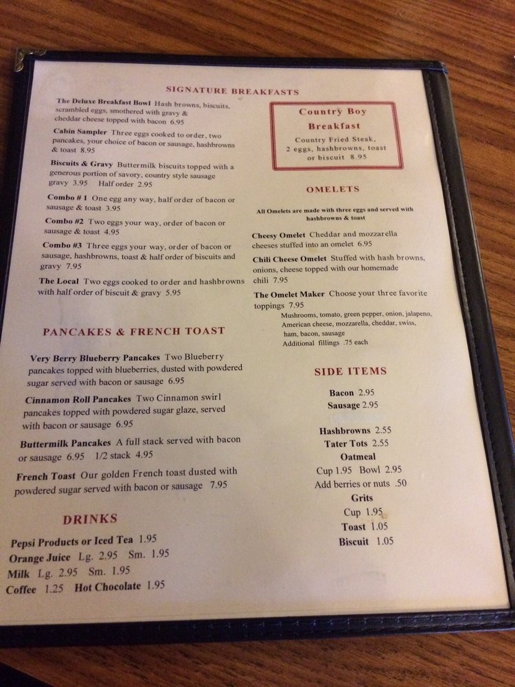 Online Menu Of Lindas Log Cabin Restaurant Vernon Indiana 47282