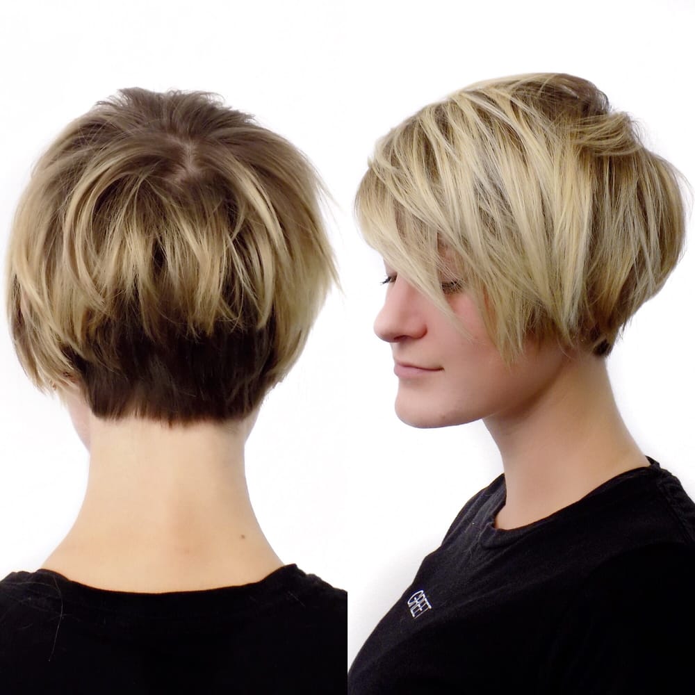 Razor-cut bob hairstyle, textured for a choppy effect Razor-cut bob hairstyle, textured for a choppy effect