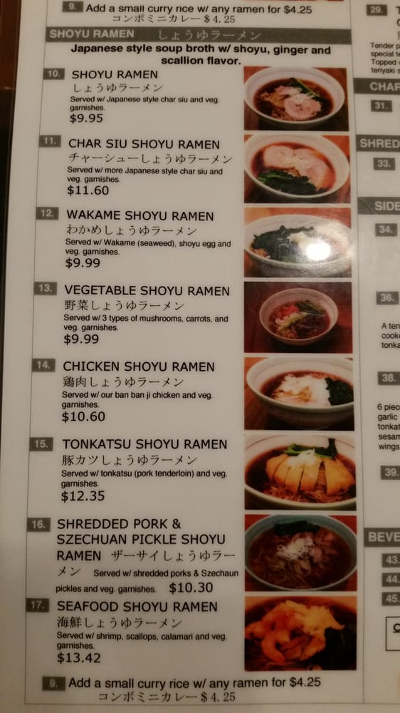 Shoyu ramen menu - Yelp