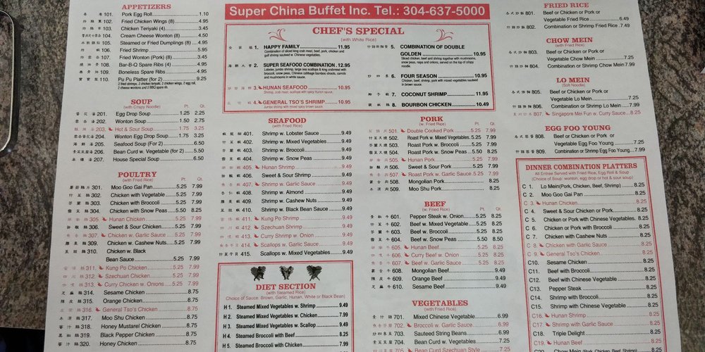 Super Buffet Chinese 700 Beverly Pike, Elkins, WV Restaurant