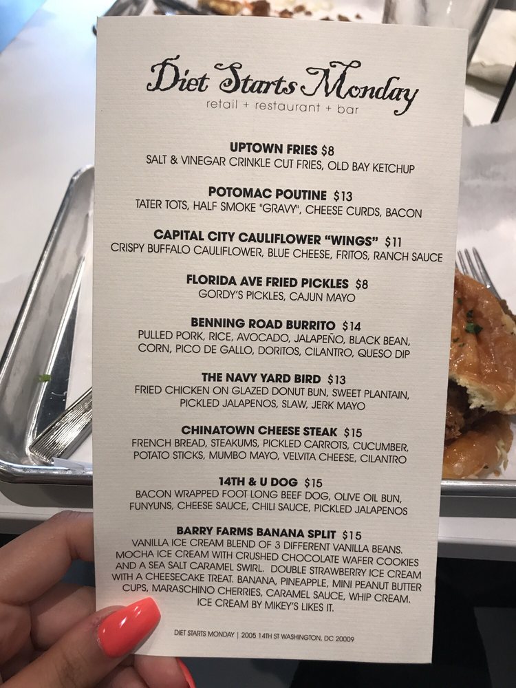 Food menu. *edit 10/6, they update their menu frequently