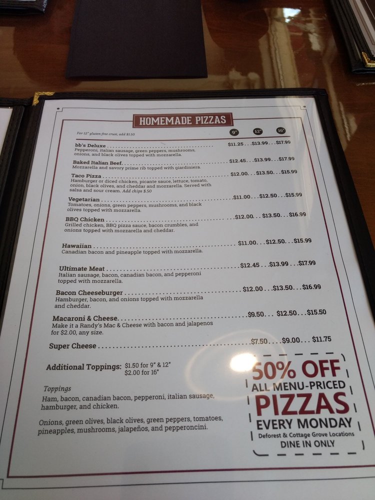 Online Menu Of Bb Jacks Restaurant Cottage Grove Wisconsin