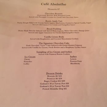 Cafe Absinthe Chicago Menu Cafe Absinthe Chicago Menu