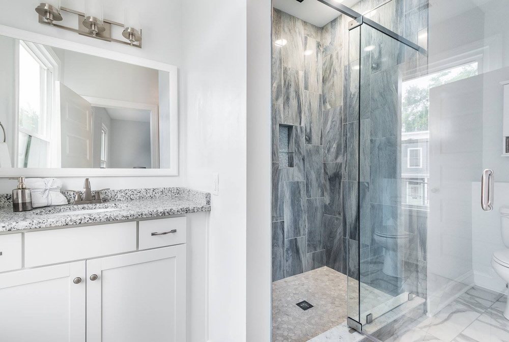 Gorgeous Tile Shower With Natural Pebble Stone Floor Wall Photo Of Flooring Rva Richmond Va United States Gorgeous Tile Shower With