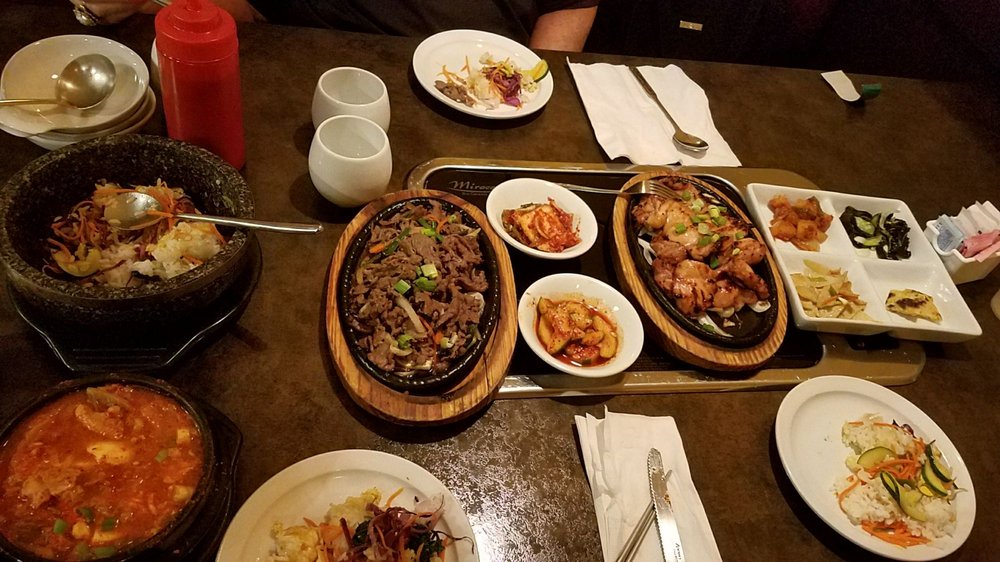 Photo of Korean Manna BBQ Restaurant - Lauderhill, FL, United States. Dolsat bimibop, beef bulgogi, bbq chix thighs, kimchi tofu soup & banchan