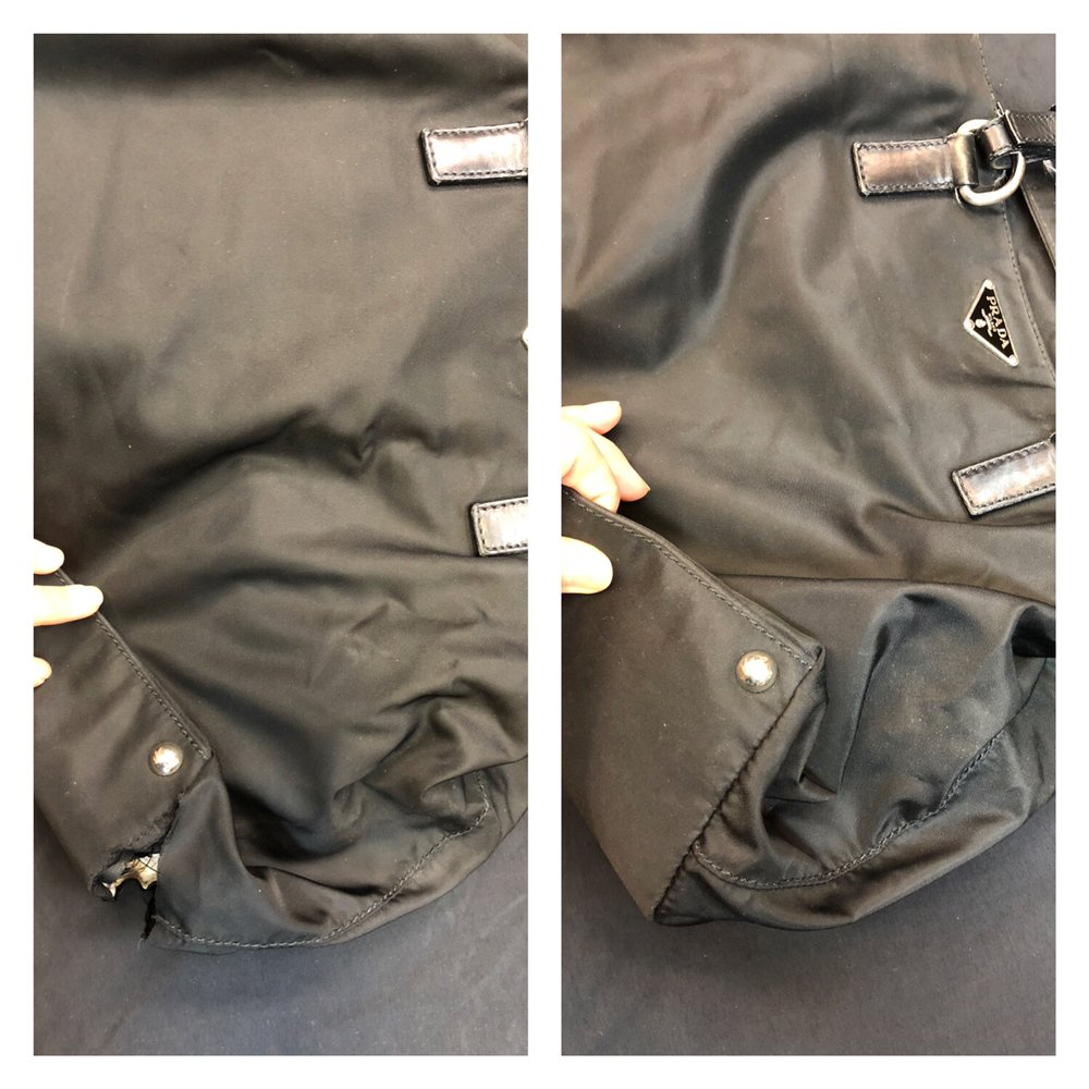 Before After Photo Stitch Bottom Seam Of Prada Handbag Yelp Photo Of Leslie S Luggage Shoes Repair Vancouver Bc Canada Before