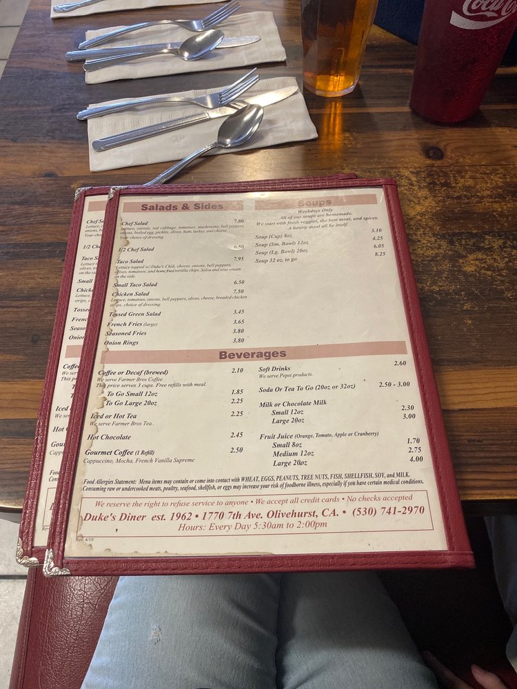 Online Menu of Dukes Diner Restaurant, Olivehurst, California, 95961