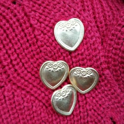 Satin Moon Fabrics - San Francisco, CA, United States. Gold heart buttons. Satin moon has a unique button collection!