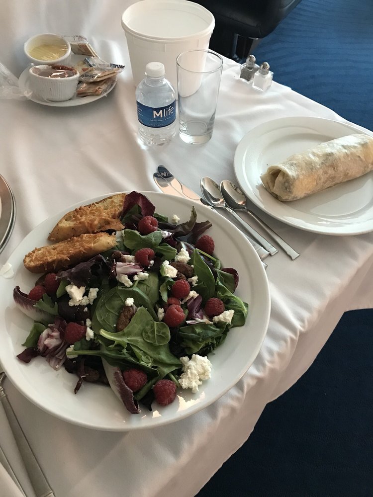 Raspberry Salad And Breakfast Burrito In Room Dining Yelp 3925 Photos For Mandalay Bay Resort