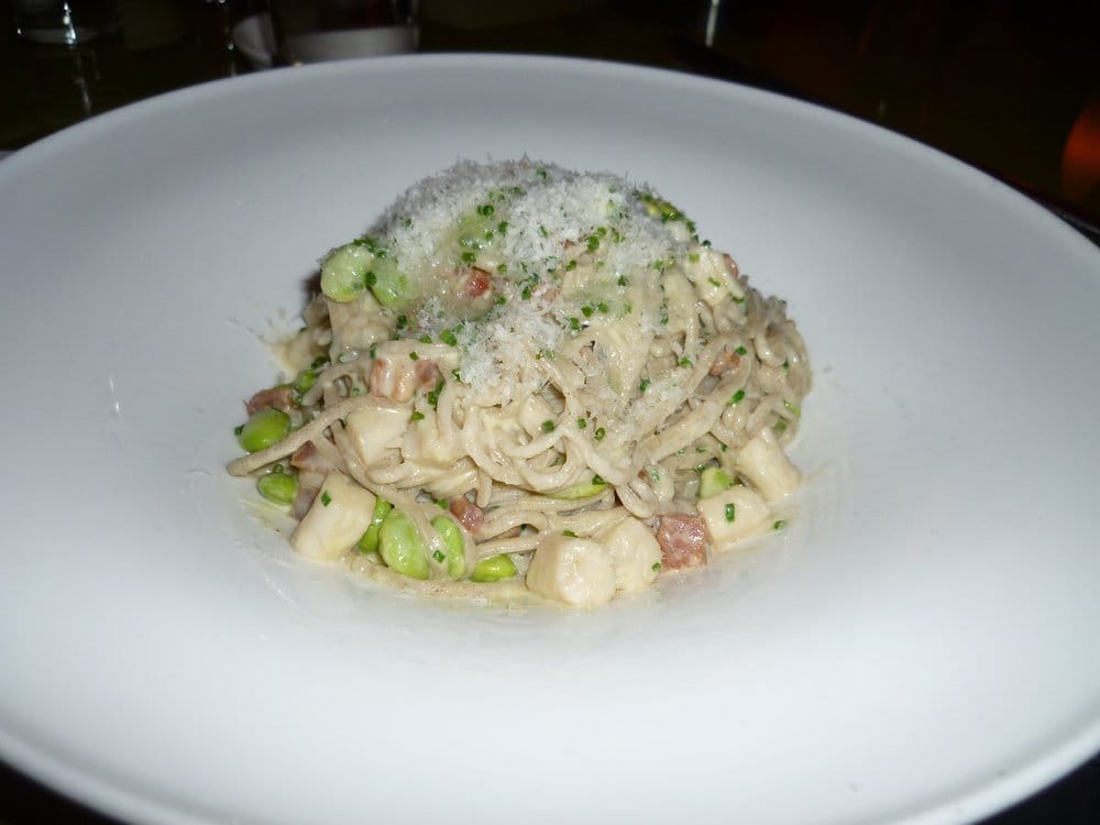 Soba Carbonara soba noodle, edamame, bacon, scallions Yelp