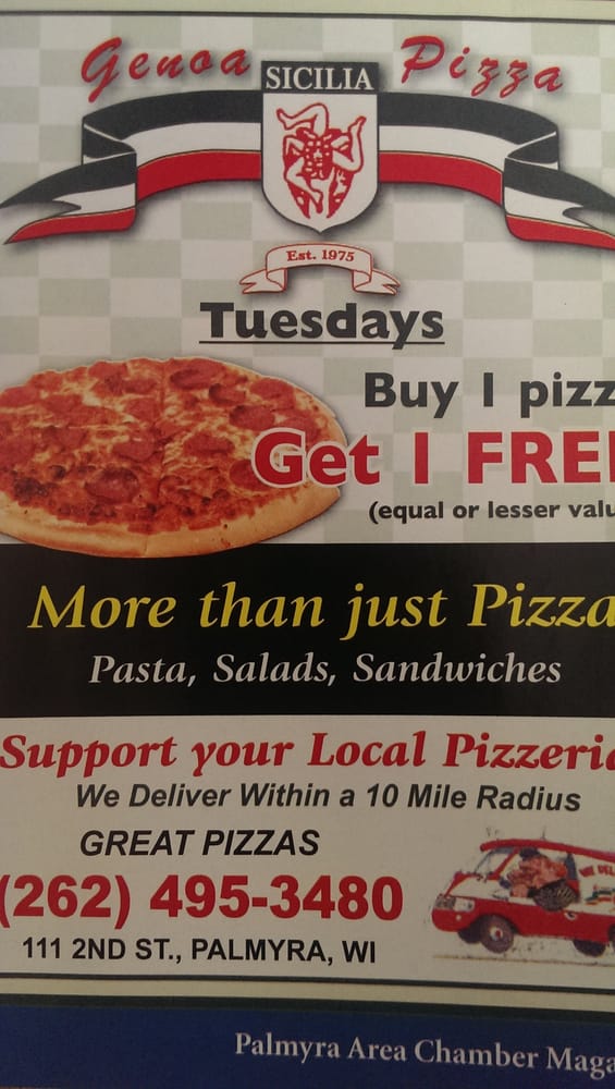 Genoa Pizza Pizza 111 S 2nd St, Palmyra, WI Restaurant Reviews