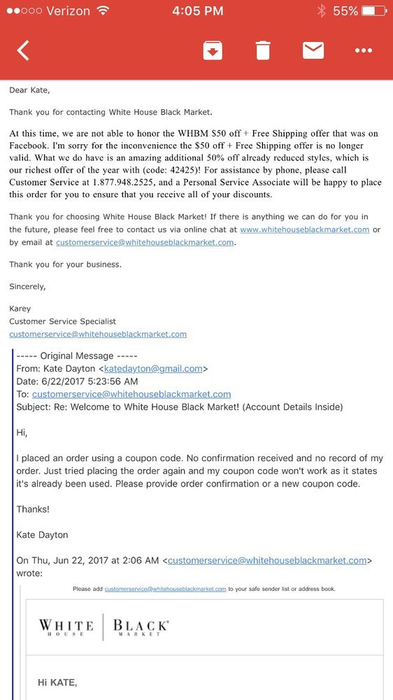 whitehouseblackmarket customer service