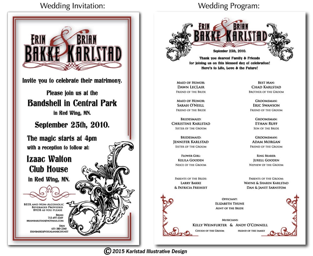 wedding invitation and program layout design yelp