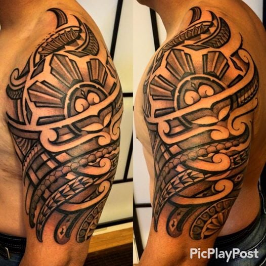 Filipino Sun integration into polynesian tribal Artist