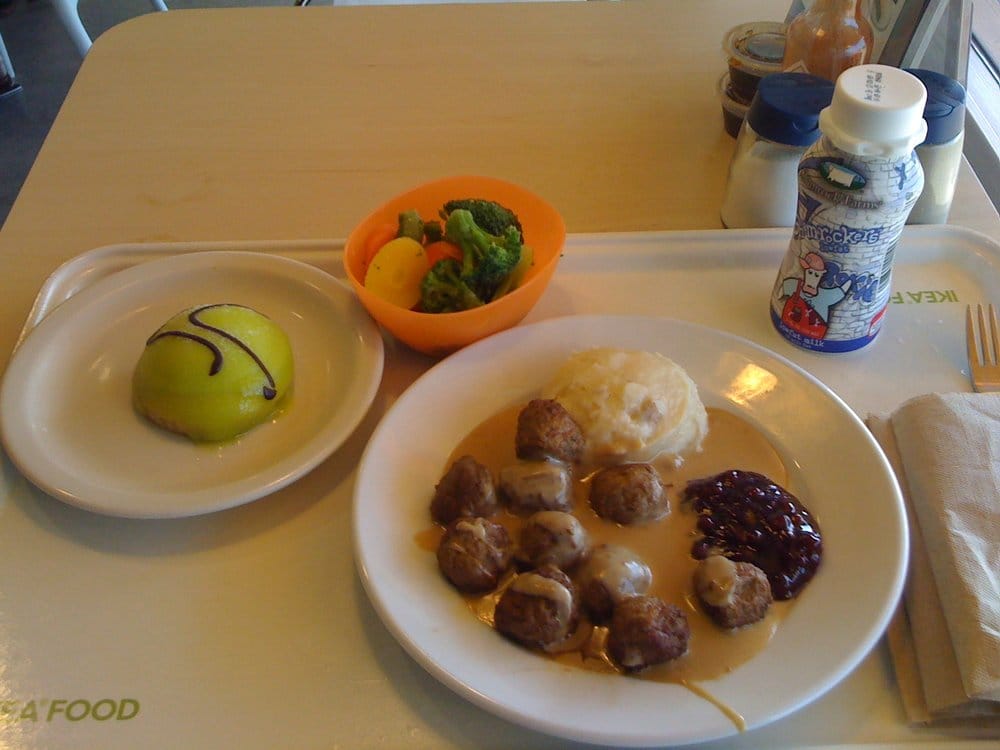 Swedish Meatballs Mashed Potatoes Lingonberry Sauce Veggies And