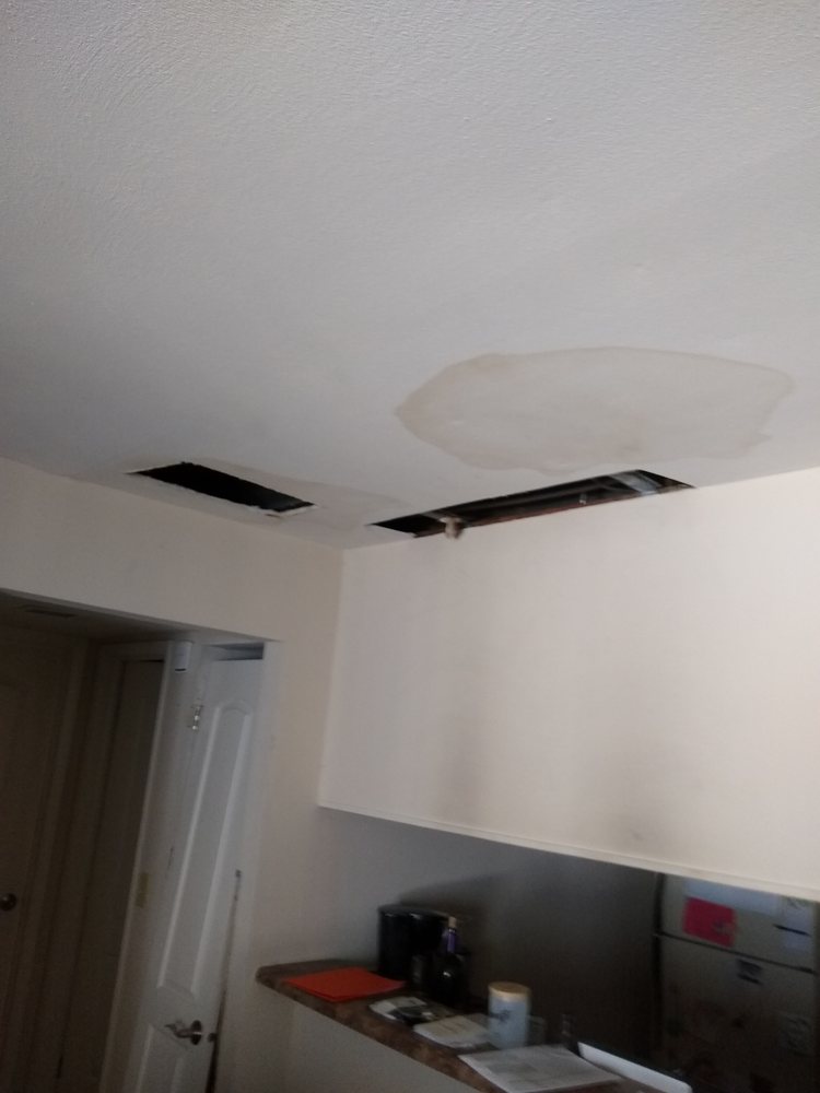 Living Room Ceiling Cut Out Sheetrock And Water Stains Yelp
