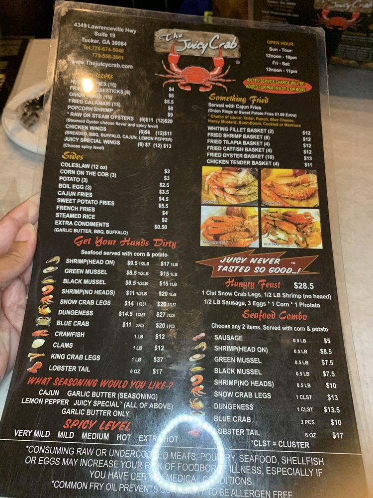 Online Menu of The Juicy Crab Restaurant, Tucker, 30084 Zmenu
