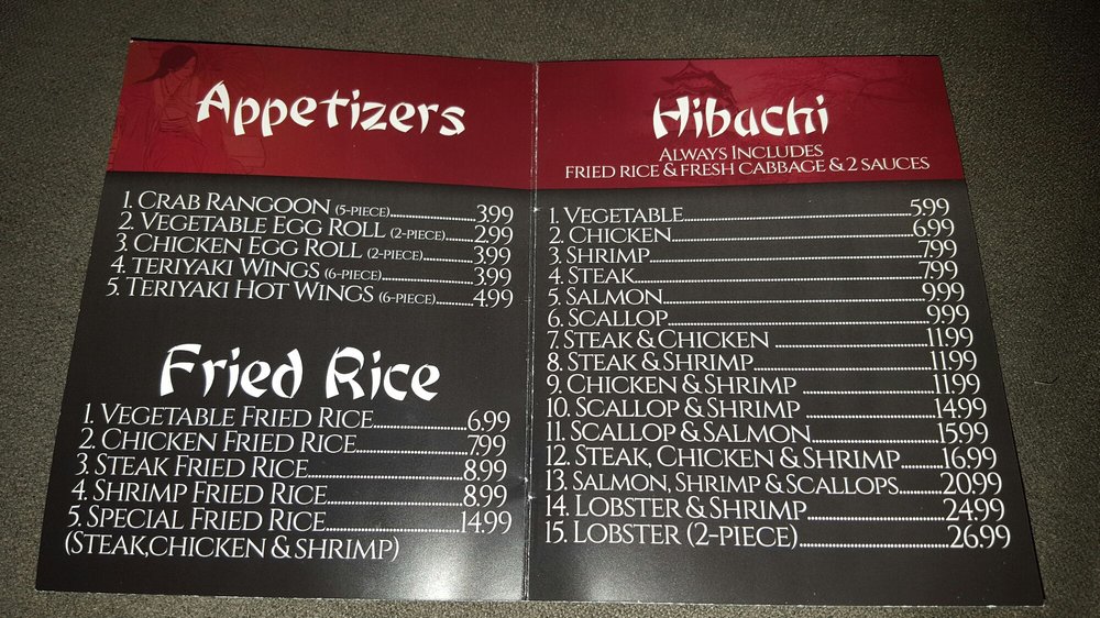 Hibachi Express Menu With Prices How do you Price a Switches?