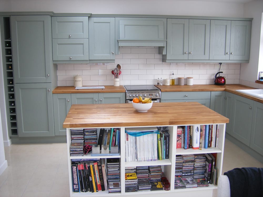 Green Painted Kitchen And Solid Oak Worktops Yelp Photo Of Diamond Kitchens And Wardrobes Dublin Republic Ireland Green Painted Kitchen