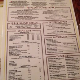 Ellis island casino cafe menu