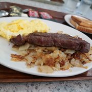 Photo of Valois - Chicago, IL, United States. Obama's Favorite #1 - NY Steak and Eggs with Hashbrowns and Toast