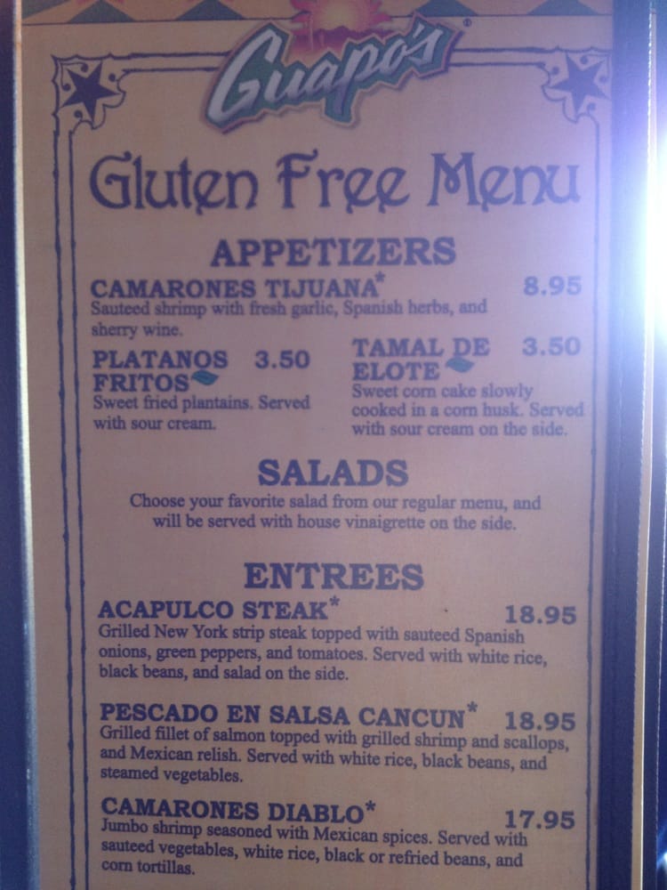 Gluten Free Menu Not On Website Yelp Photo Of Guapo S Restaurant Arlington Va United States Gluten Free Menu