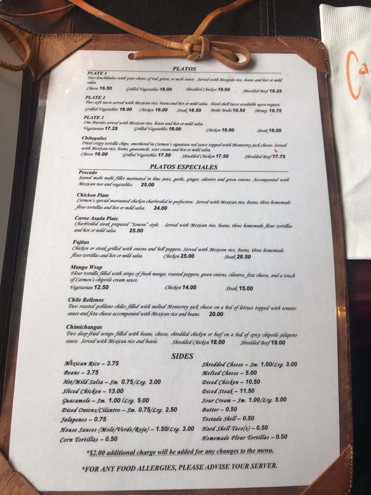love the leather menu