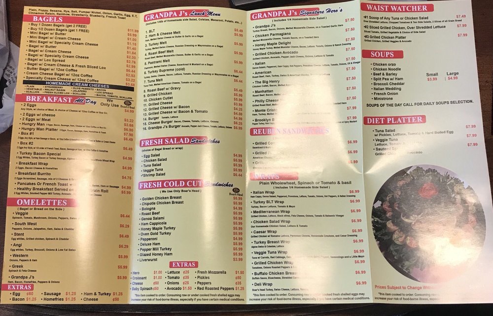 Online Menu Of Grandpa Js Bagel And Deli Restaurant West Babylon