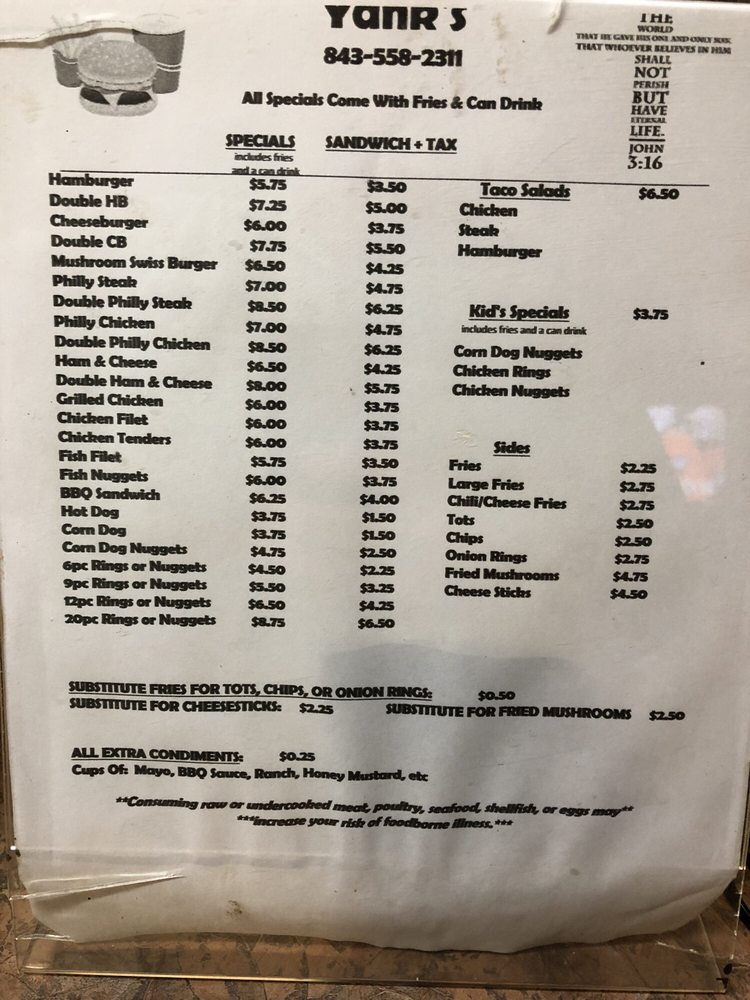 Yanks Pool Halls 1629 Hemingway Hwy, Hemingway, SC Restaurant